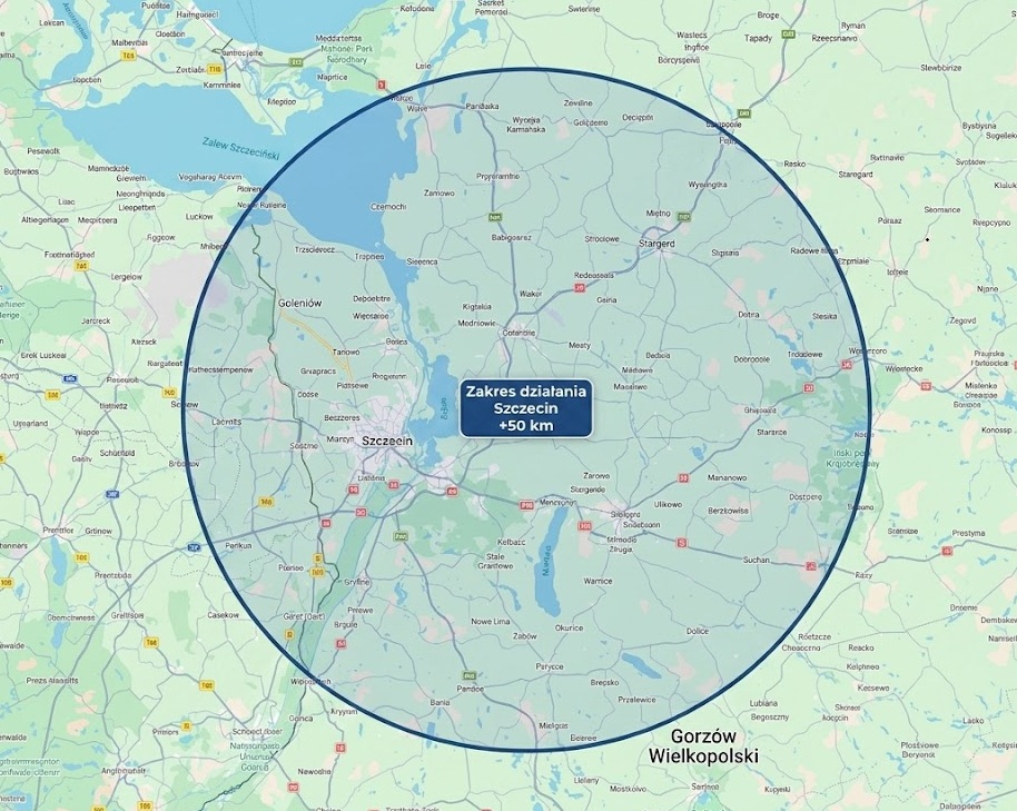 Mapa zasięgu Odkomarzanie Szczecin